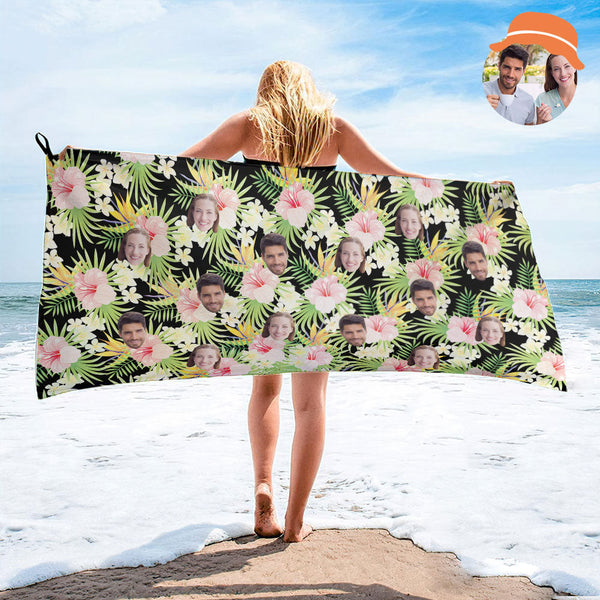 Custom Face Hawaii Style Towel Personalized Photo Towel Funny Gift